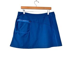 Title Nine Womens Teal Blue Athletic Skirt Zip Pocket Stretch Hiking Skirt L